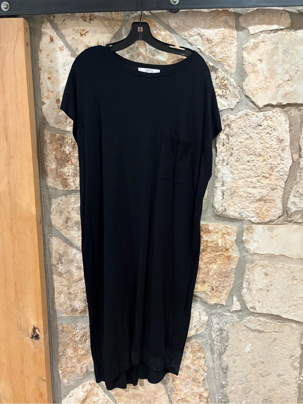 Women's Black Pocket Midi Sweater Dress